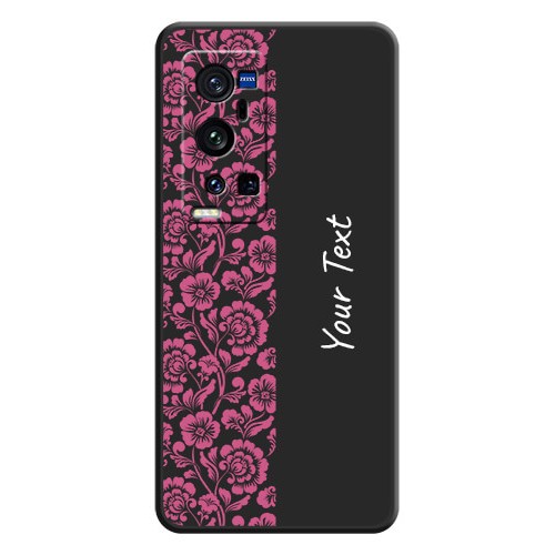 Buy Pink Floral Pattern Design With Custom Text On Space Black Personalized Soft Matte Phone