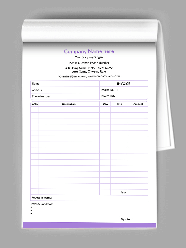 Bill Book / Invoice Designs