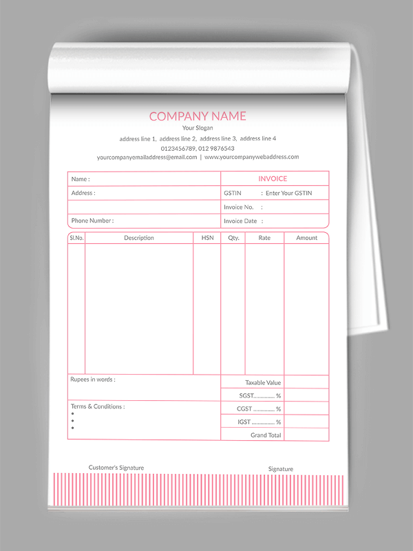 Bill Book / Invoice Designs