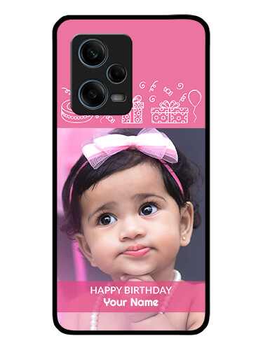 Buy Xiaomi Redmi Note 12 Pro Plus 5g Photo Printing On Glass Case With Birthday Line Art Design 7282